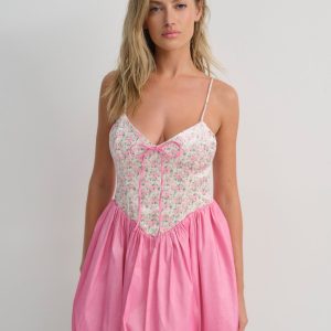 Berry Bud Bubble Mini Dress — Pink