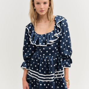 Seaside Dot Mini Dress — Navy