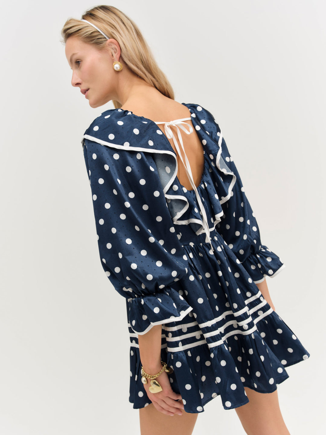 Seaside Dot Mini Dress — Navy - Image 2