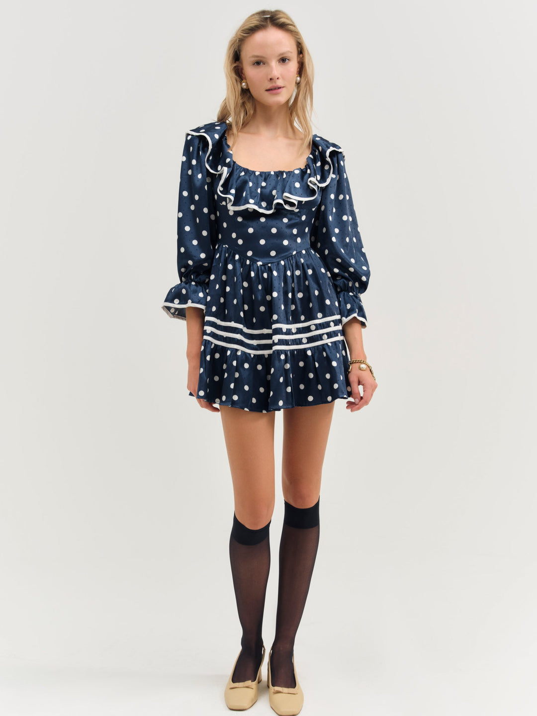 Seaside Dot Mini Dress — Navy - Image 3