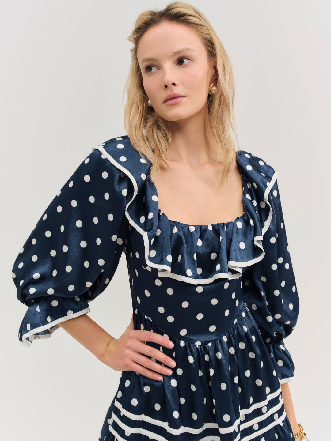 Seaside Dot Mini Dress — Navy - Image 4