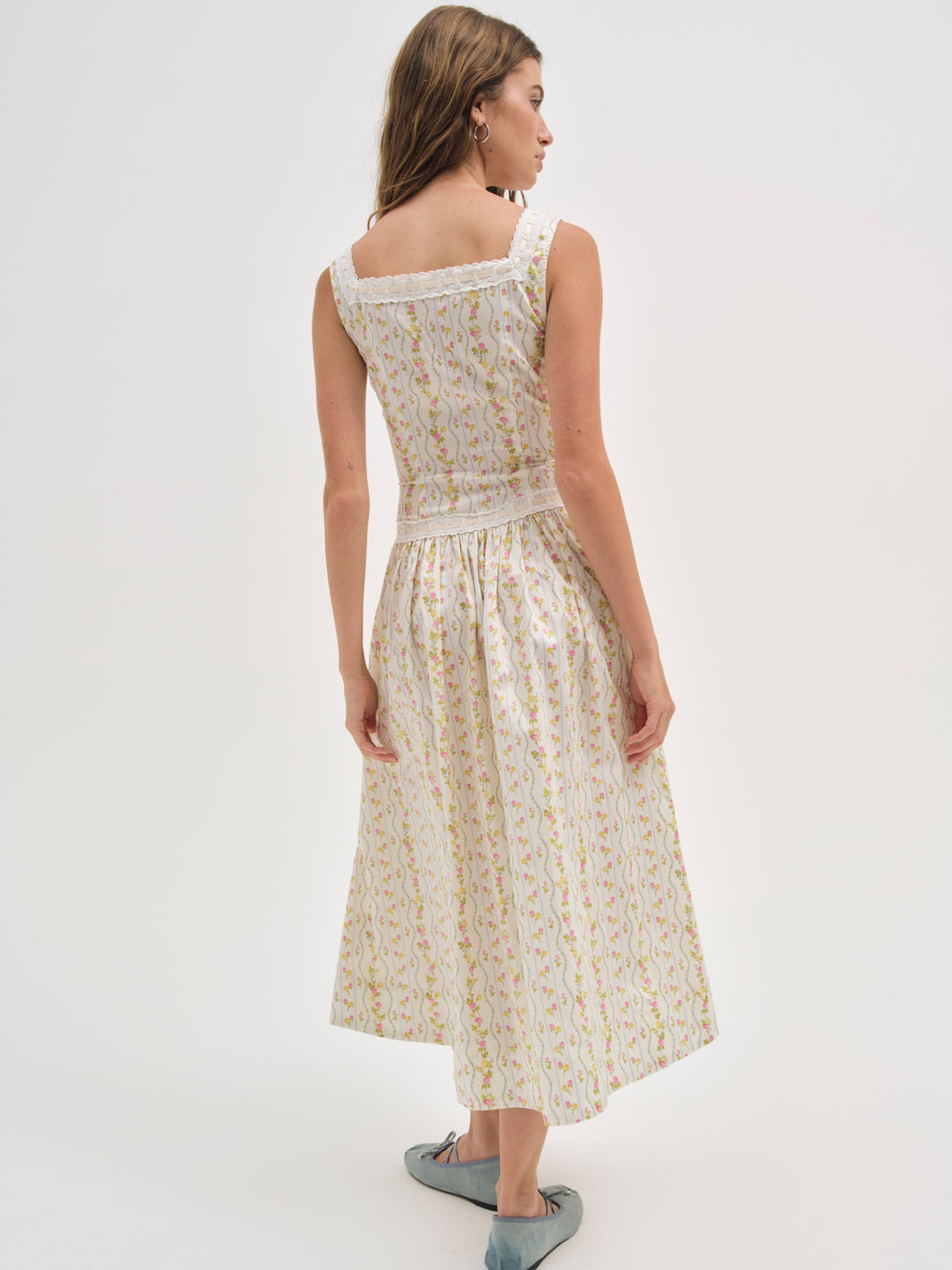 Brigitta Floral Midi Dress — Ivory - Image 2