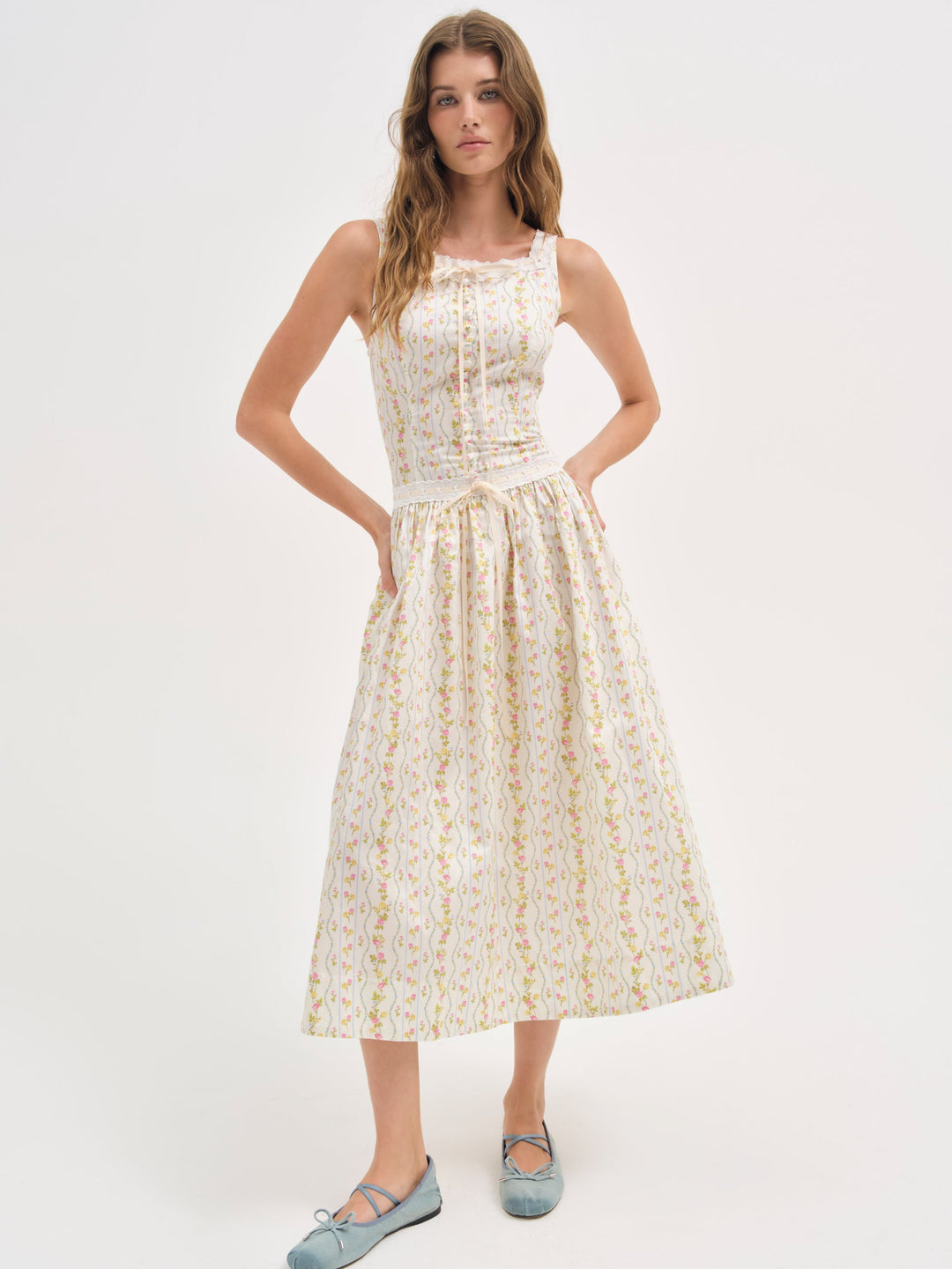 Brigitta Floral Midi Dress — Ivory - Image 4