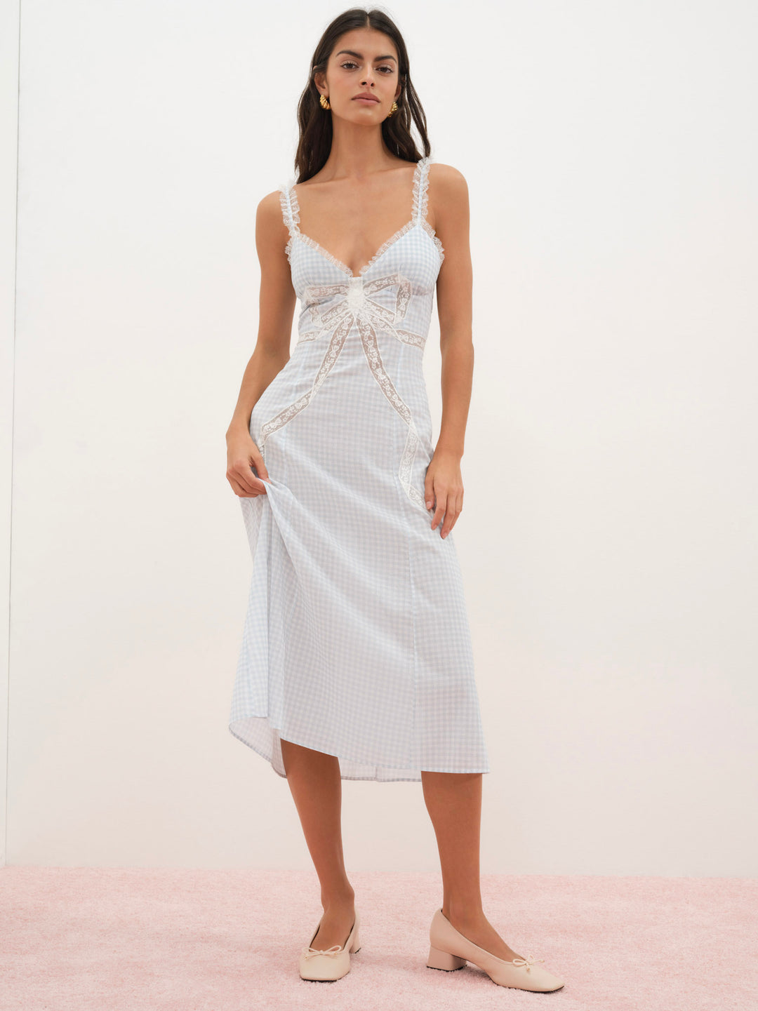 Bluebell Gingham Midi Dress — Blue - Image 2