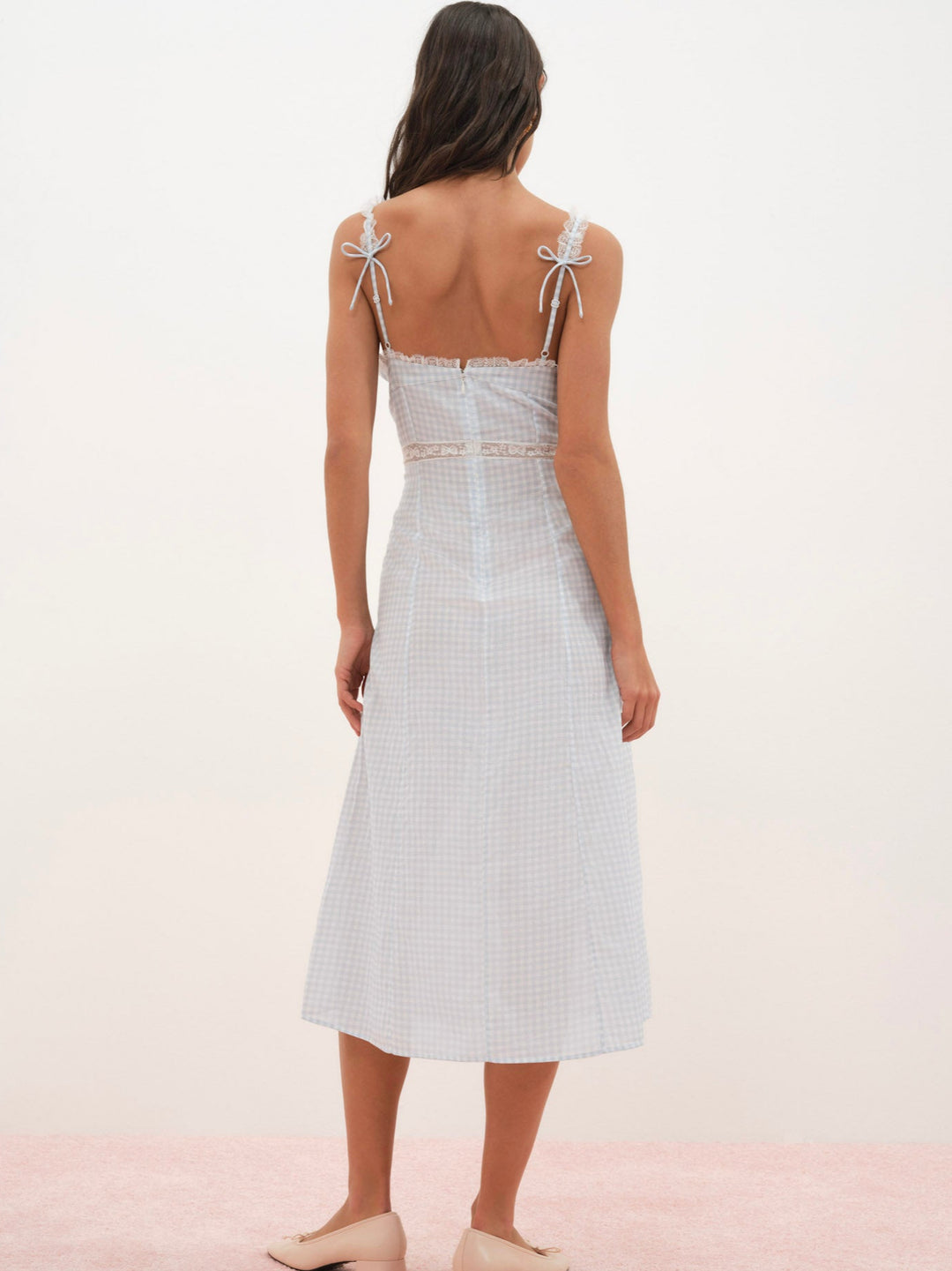 Bluebell Gingham Midi Dress — Blue - Image 3