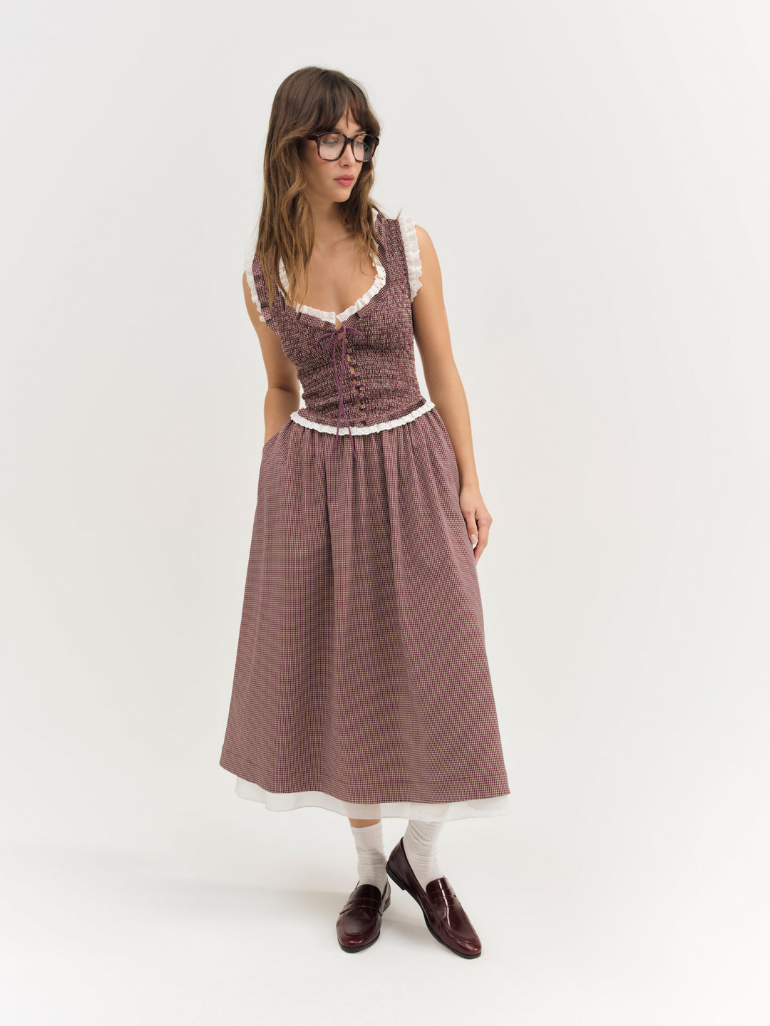 Morgan Midi Dress — Burgundy - Image 3