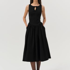 Anika Midi Dress — Black