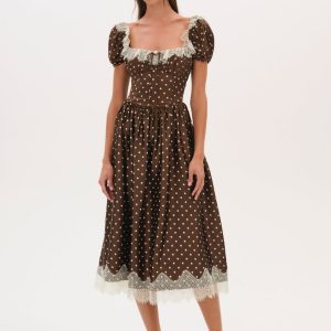 Ines Midi Dress — Chocolate