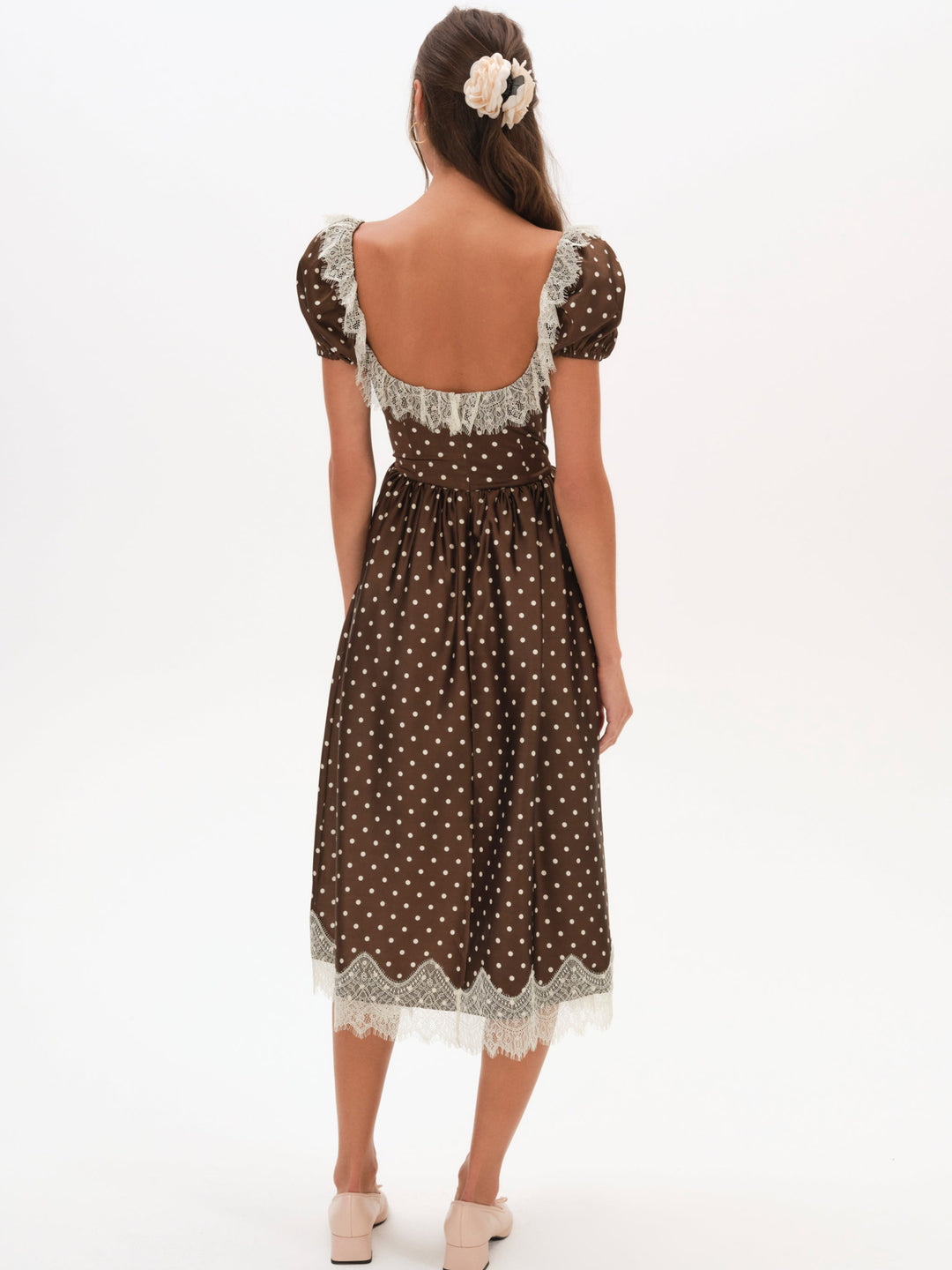 Ines Midi Dress — Chocolate - Image 3