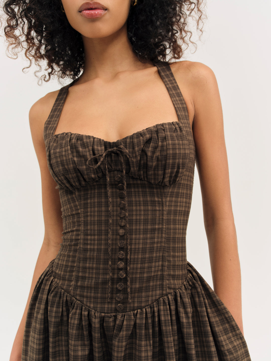 University Plaid Midi Dress — Brown - Image 3