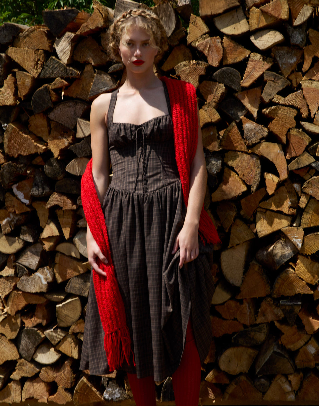 University Plaid Midi Dress — Brown - Image 7