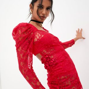 Kana Midi Dress — Red