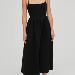 Wilhelmina Midi Dress — Black