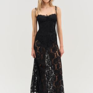 Claudia Rose Lace Maxi Dress — Black