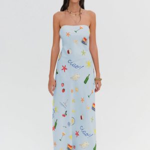 Carla Strapless Maxi Dress — Blue