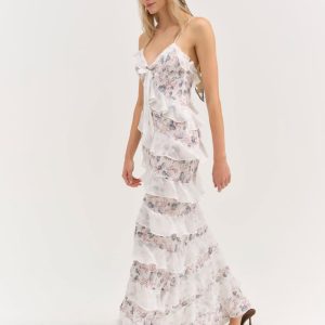Debby Ruffled Maxi Dress — White